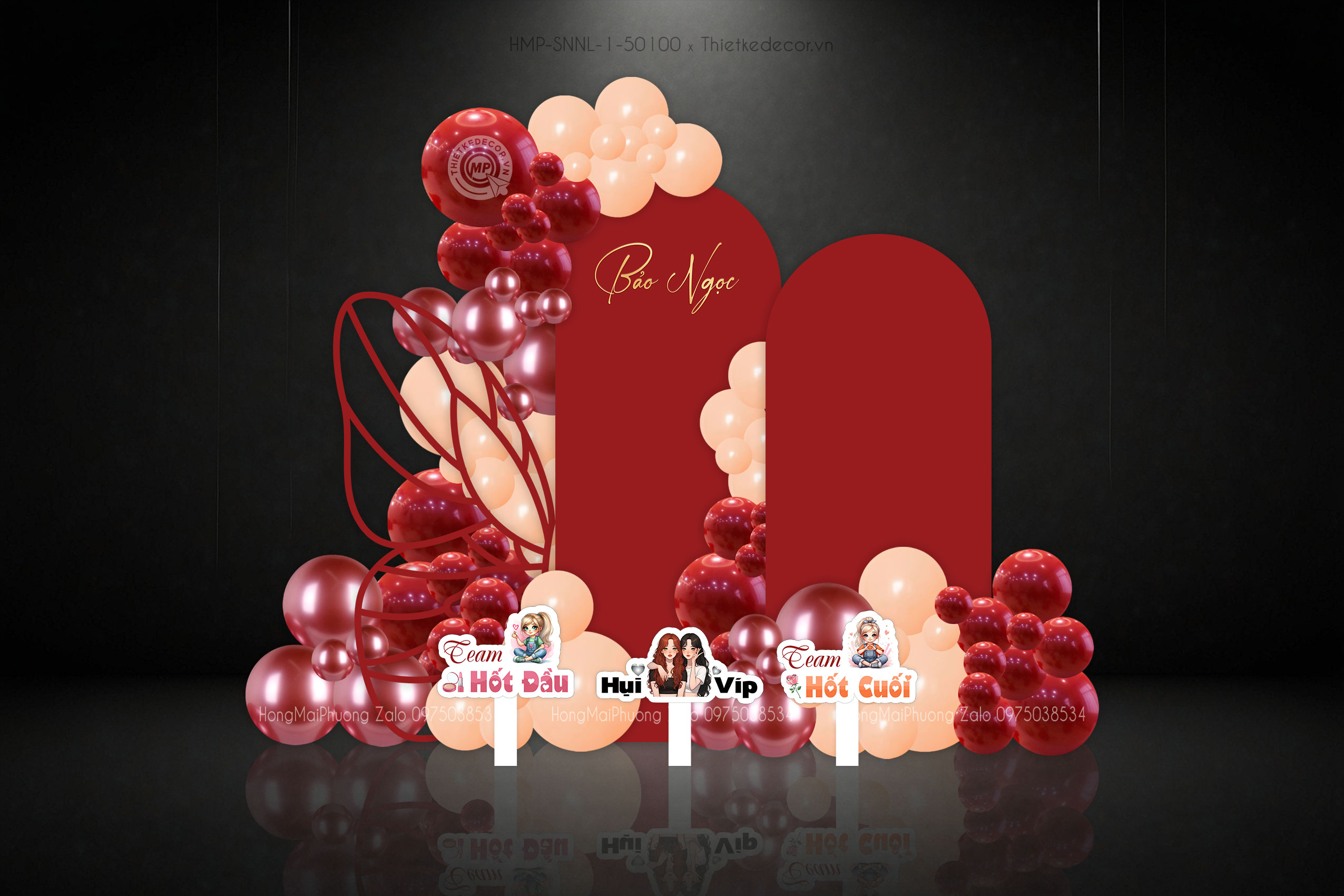 Sinh nhật người lớn tone đỏ tinh giản sang trọng